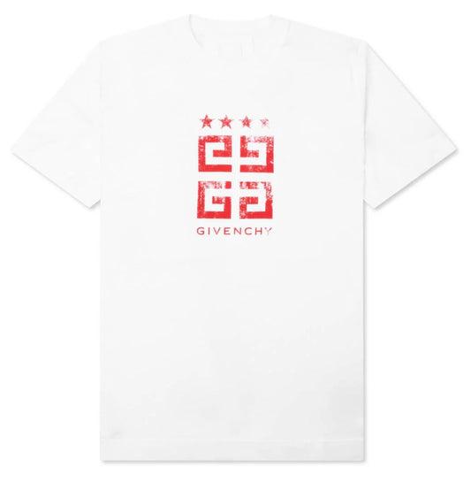 GIVENCHY 4G STARS T-SHIRT - WHITE/RED