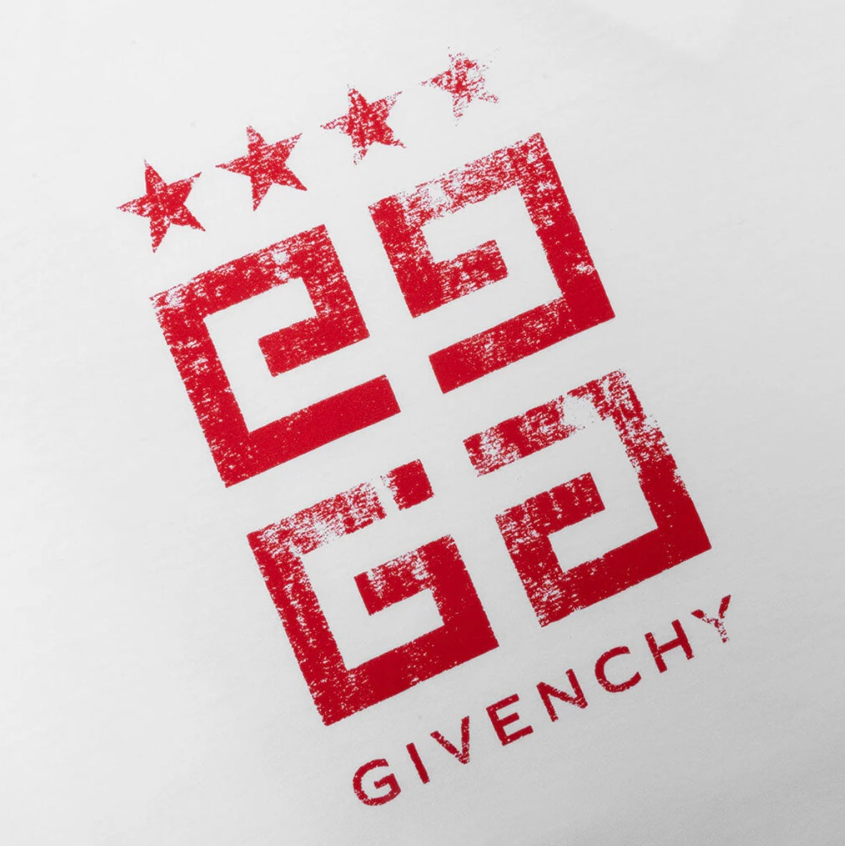 GIVENCHY 4G STARS T-SHIRT - WHITE/RED