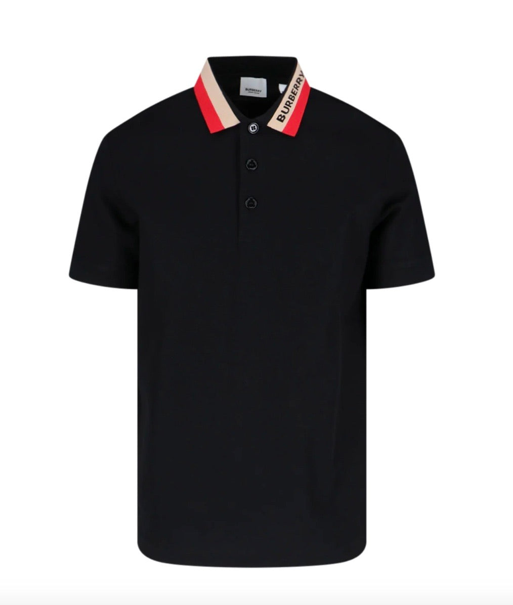 Burberry Logo Intarsia-Knit Short Sleeved Polo Shirt