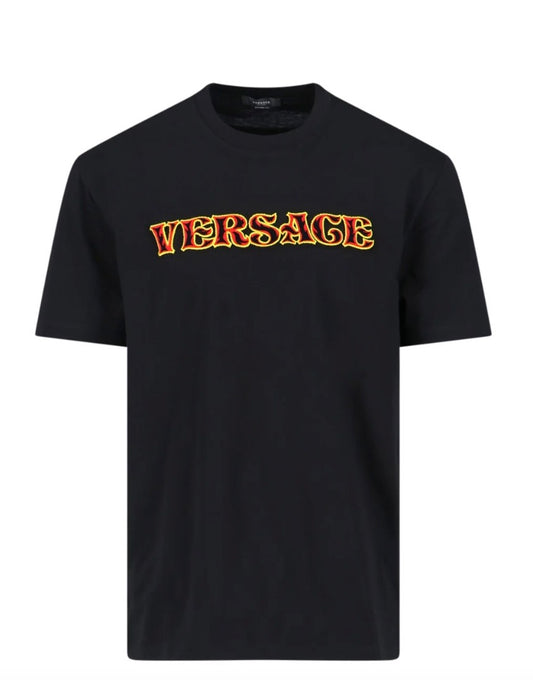 Versace Logo Embroidered Crewneck T-Shirt