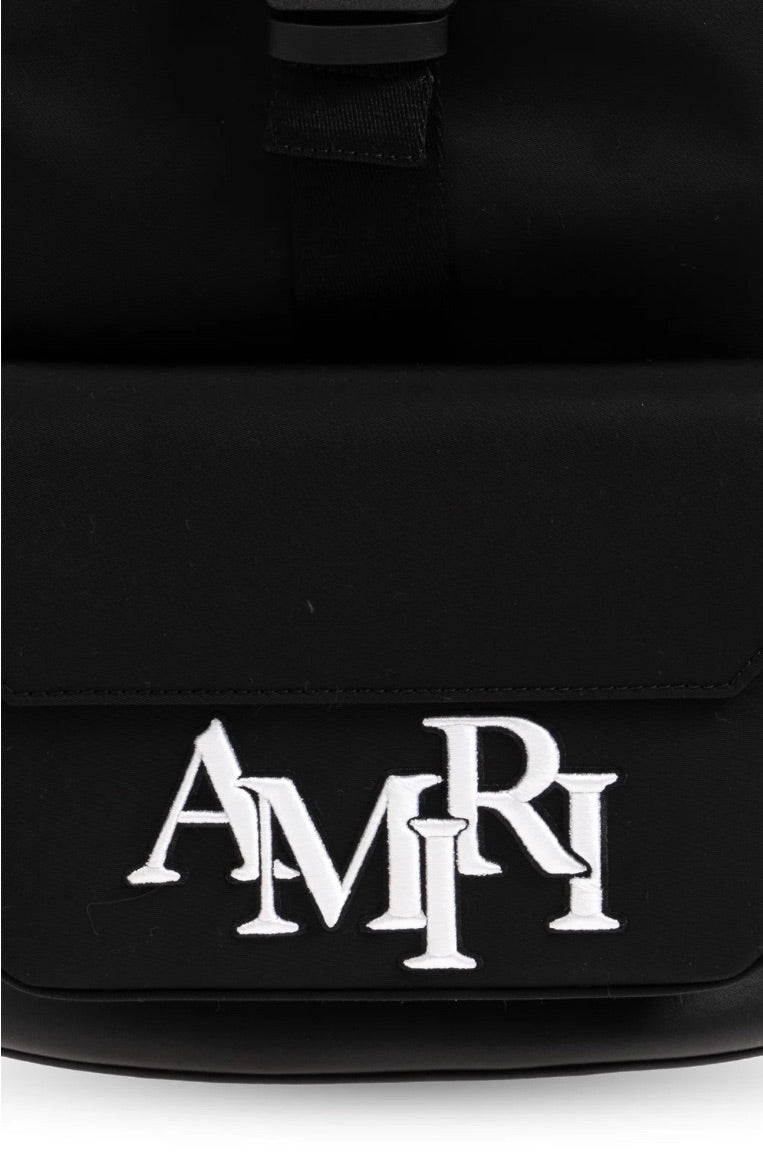 Amiri Staggered Logo-Embroidered Foldover Top Backpack