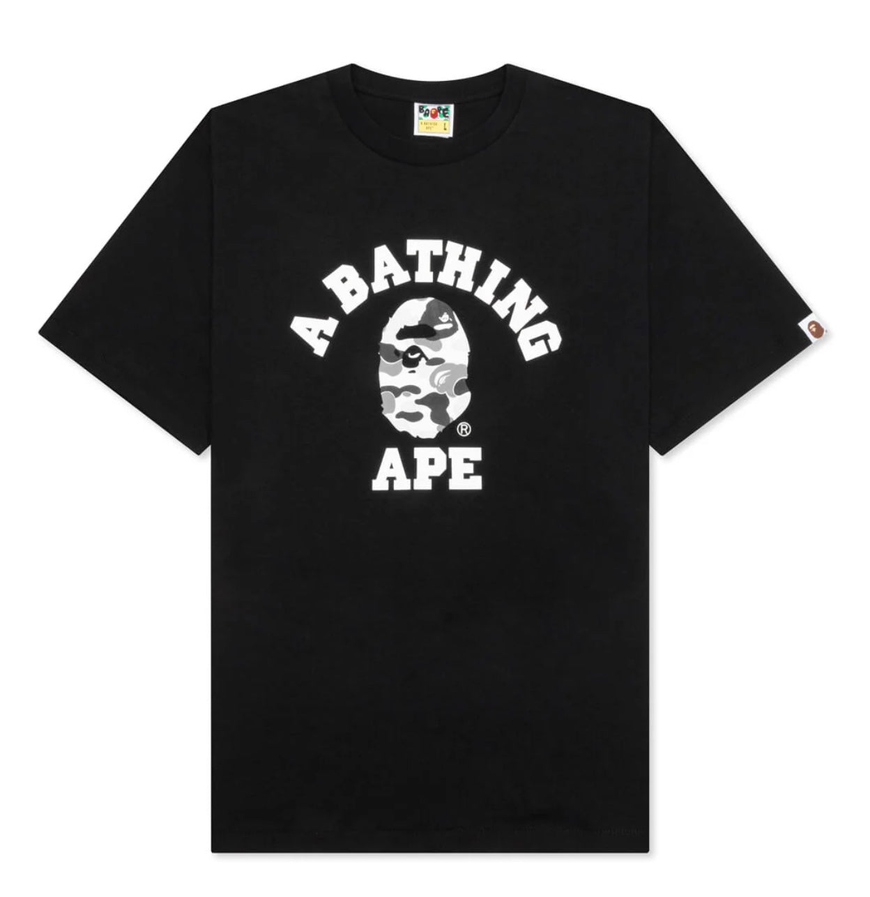 A BATHING APE ABC CAMO COLLEGE TEE - BLACK/GREY