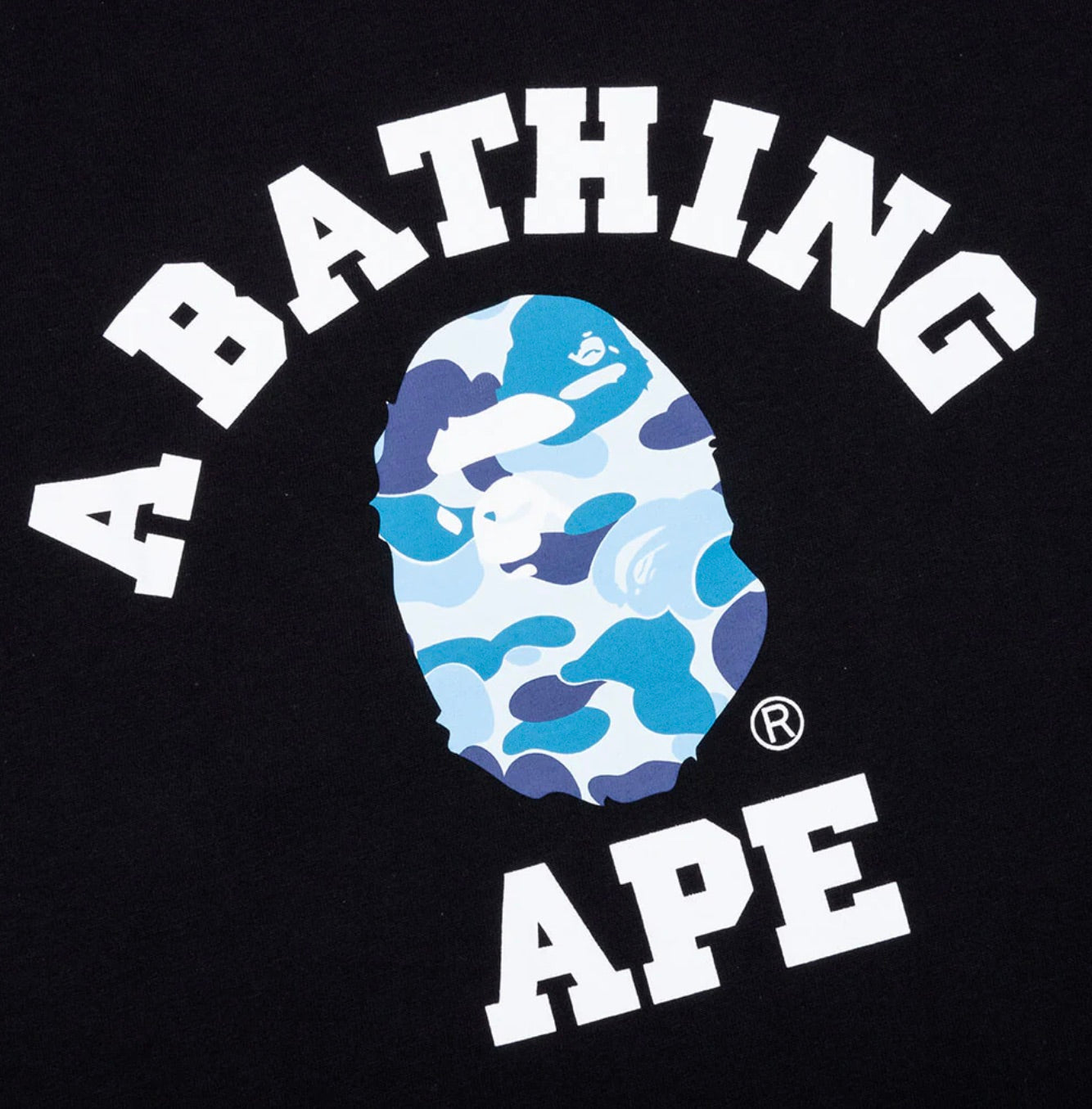 A BATHING APE ABC CAMO COLLEGE TEE - BLACK/BLUE