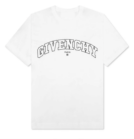 GIVENCHY CLASSIC FIT COLLEGE EMBROIDERY T-SHIRT - WHITE/BLACK