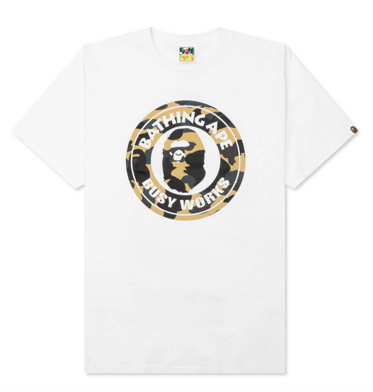 A BATHING APE 1ST CAMO BUSY WORKS TEE - WHITE